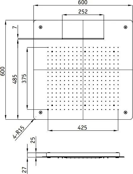 Габаритная схема Верхний душ RGW Shower Panels SP-74