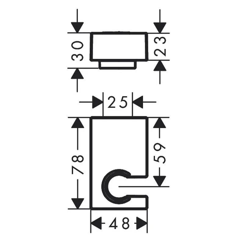 Габаритная схема Настенный держатель Hansgrohe Porter E 28387340