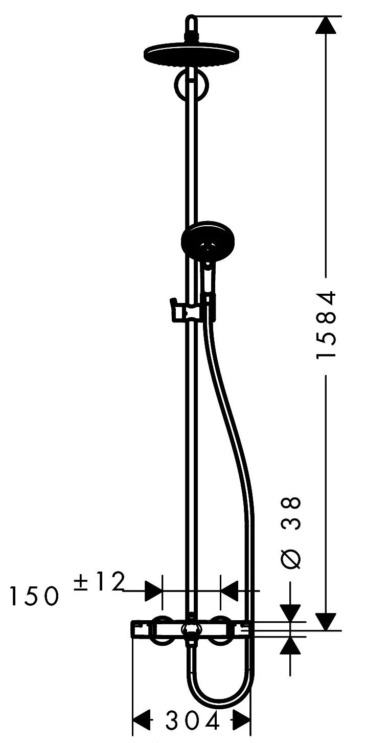 Габаритная схема Душевая стойка Hansgrohe Raindance Select S 27117000
