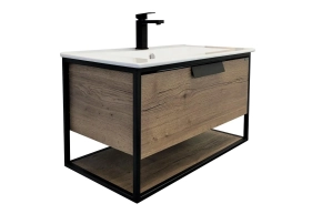 Тумба с раковиной Comforty Бонн 90 дуб темный, с раковиной Quadro 90 