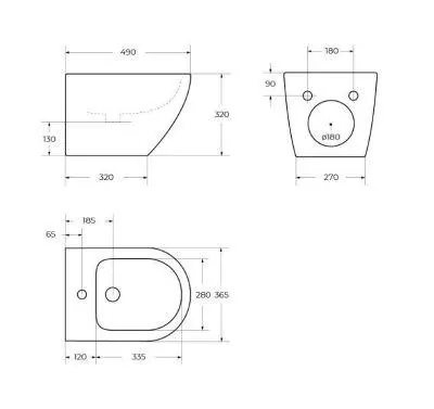 Габаритная схема Биде подвесное BelBagno Sfera-R BB046BH