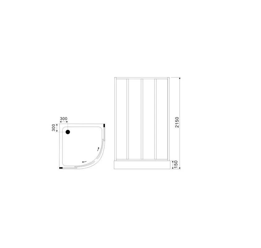 Габаритная схема Душевая кабина Black&White Galaxy G8501 90х90