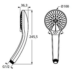 Габаритная схема Душевая лейка Ideal Standard IdealRain B9403AA