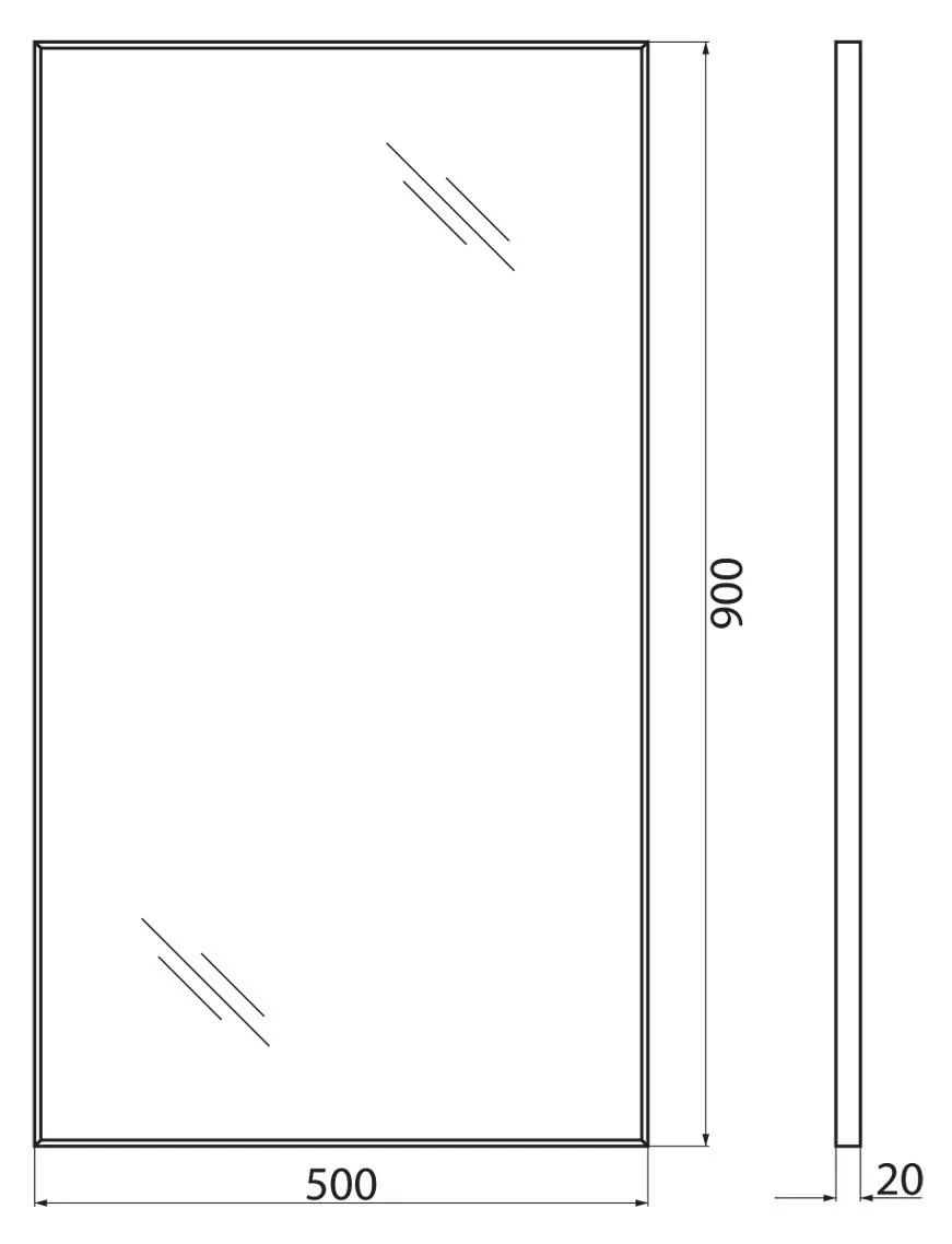 Габаритная схема Зеркало BelBagno SPC-AL-500-900