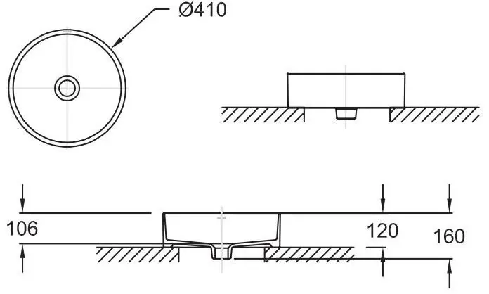 Габаритная схема Раковина Jacob Delafon Delta Pure E90012-0 41 см