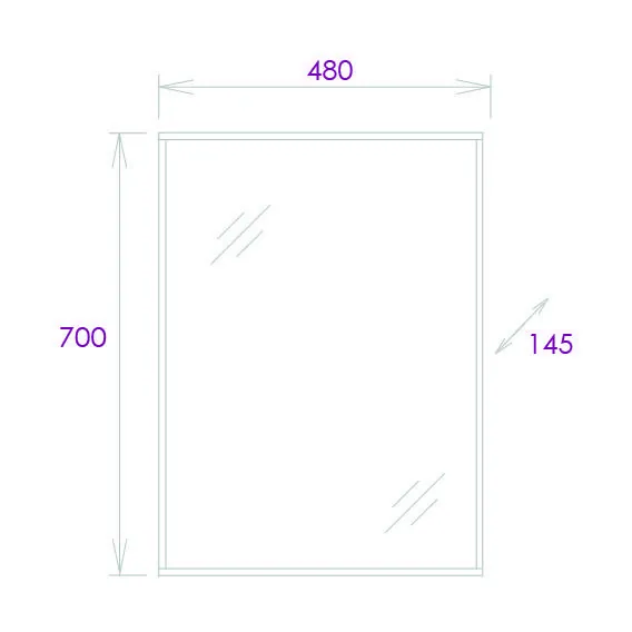 Габаритная схема Зеркало Onika Тимбер 48 дуб сонома