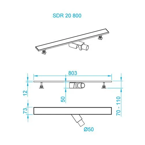 Габаритная схема Душевой трап RGW Shower Drain SDR-20B 47212080-04