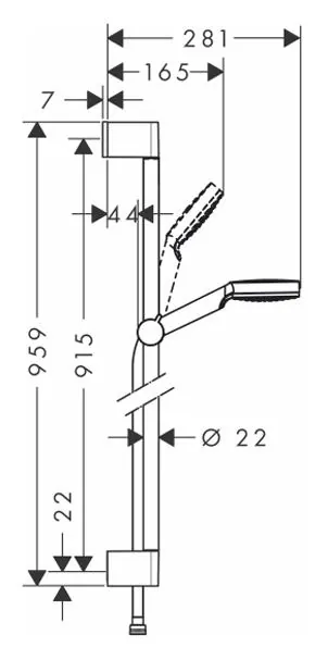 Габаритная схема Душевой гарнитур Hansgrohe Crometta 26537400