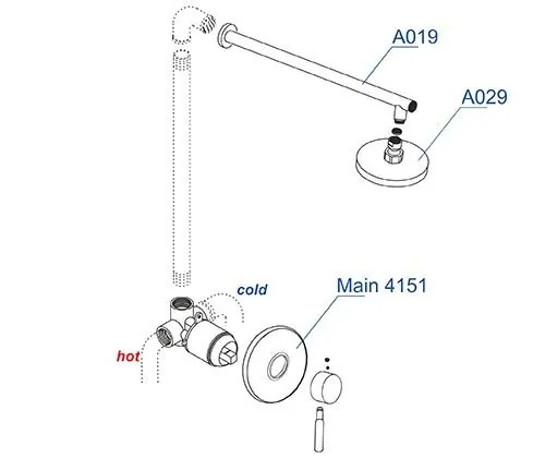 Габаритная схема Душевой комплект Wasserkraft Main A12429