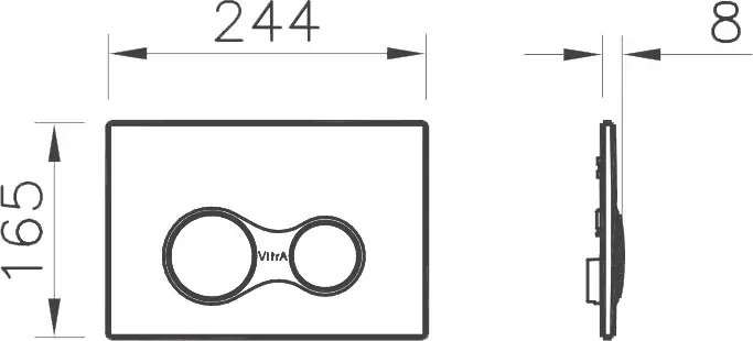 Габаритная схема Кнопка смыва Vitra Sirius 740-0480 хром