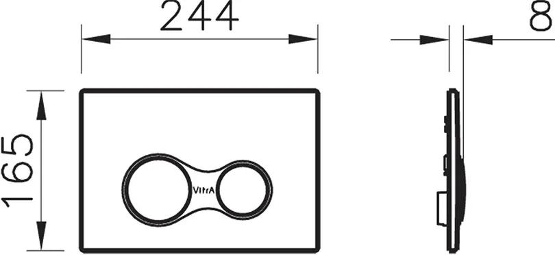 Габаритная схема Кнопка смыва Vitra Sirius 740-0411 черная матовая