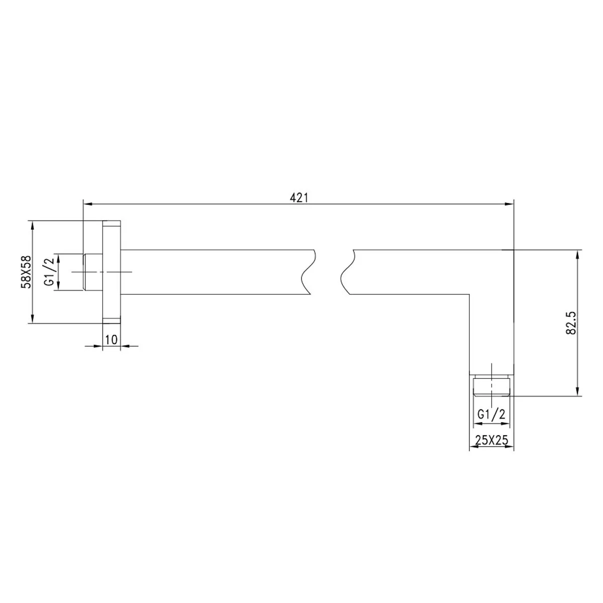 Габаритная схема Кронштейн для верхнего душа Lemark LM5887C