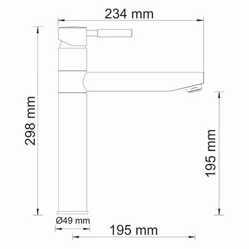 Габаритная схема Смеситель Wasserkraft Main 4107 для кухонной мойки