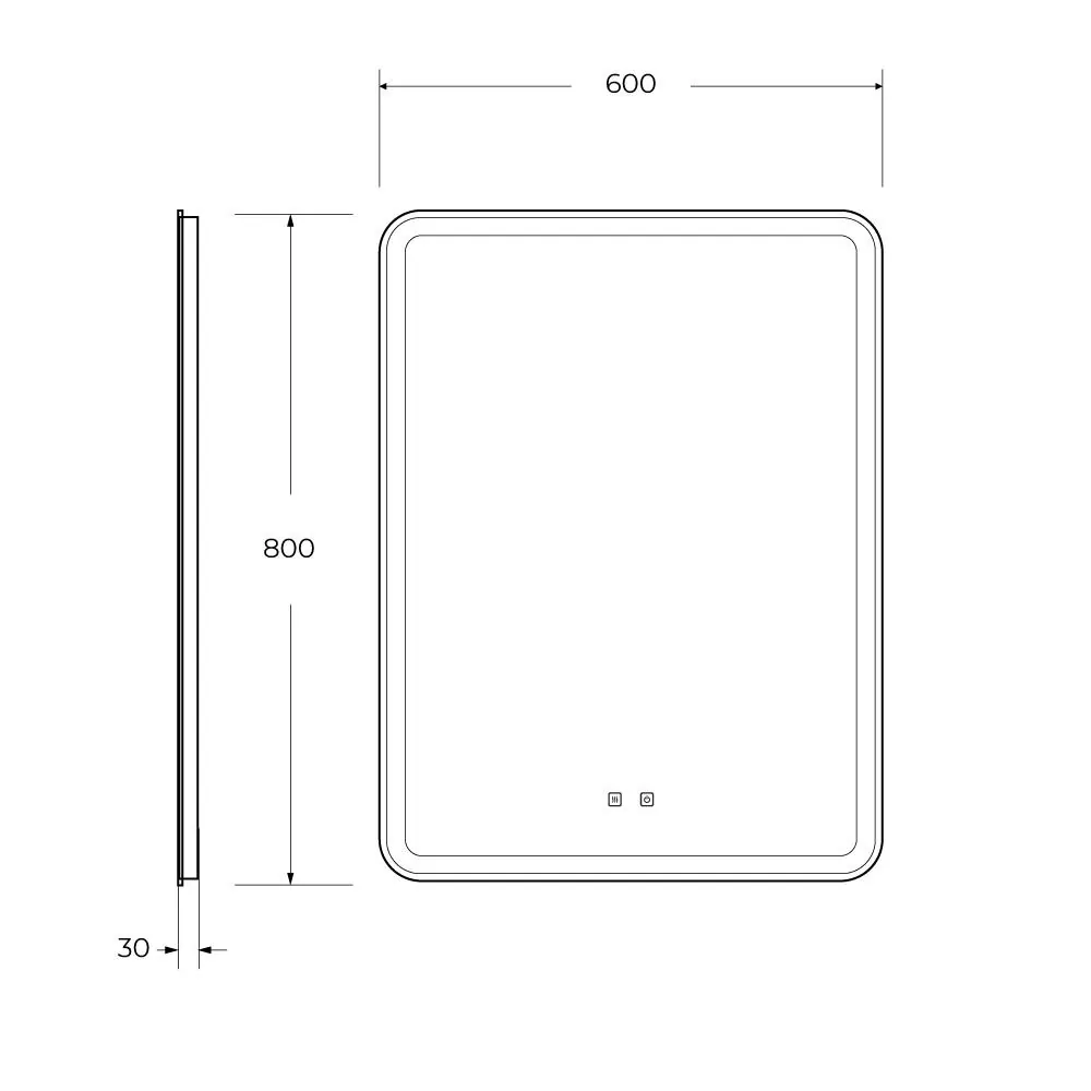 Габаритная схема Зеркало BelBagno Marino SPC-MAR-600-800-LED-TCH-SND