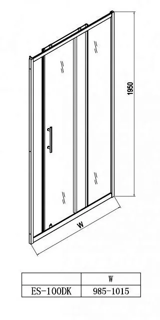 Габаритная схема Душевая дверь Esbano ES-100DK 100