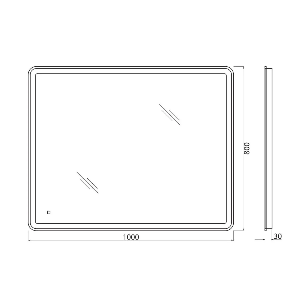 Габаритная схема Зеркало BelBagno SPC-MAR-1000-800-LED-TCH