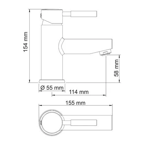 Габаритная схема Смеситель Wasserkraft Main 4103 для раковины