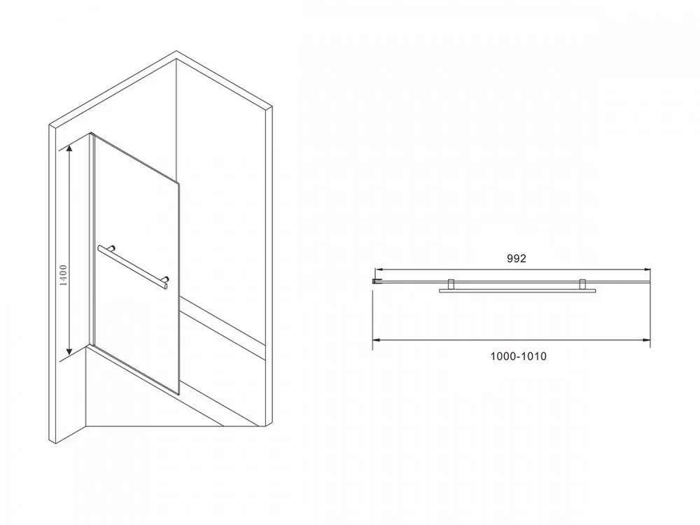 Габаритная схема Шторка на ванну Abber Immer Offen AG70100B