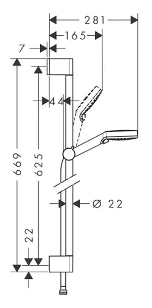 Габаритная схема Душевой гарнитур Hansgrohe Crometta 26533400