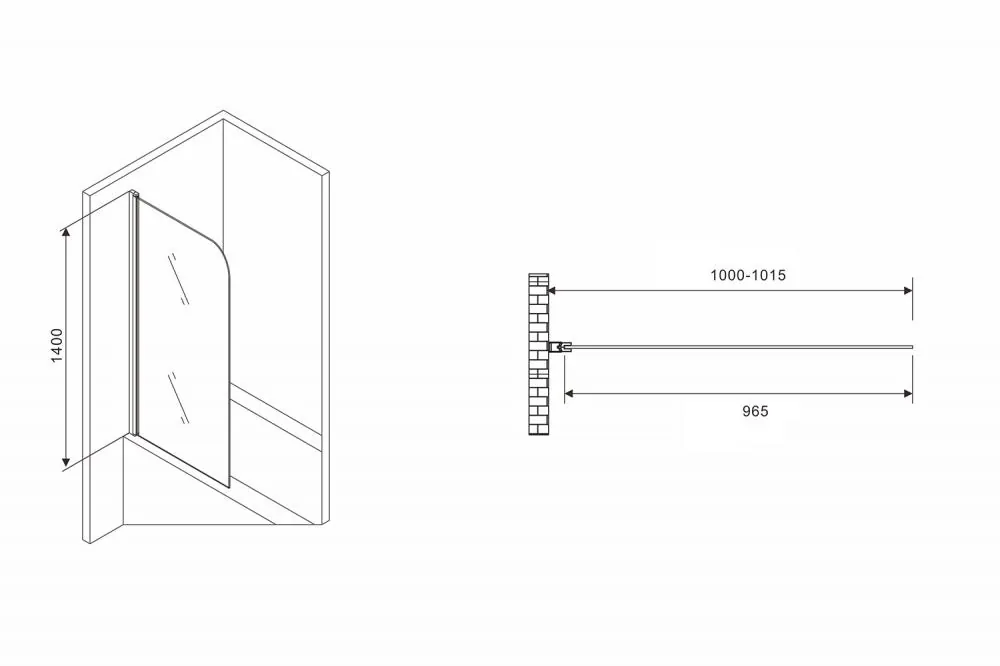 Габаритная схема Шторка на ванну Abber Ewiges Wasser AG52100B