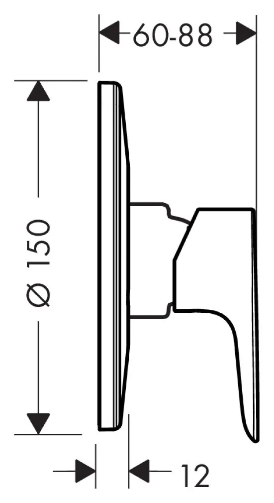 Габаритная схема Смеситель Hansgrohe Talis E 71766000 для душа