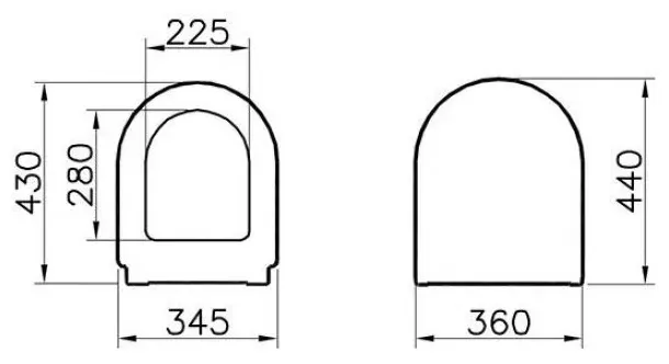 Габаритная схема Крышка-сиденье Vitra Zentrum 94-003-001