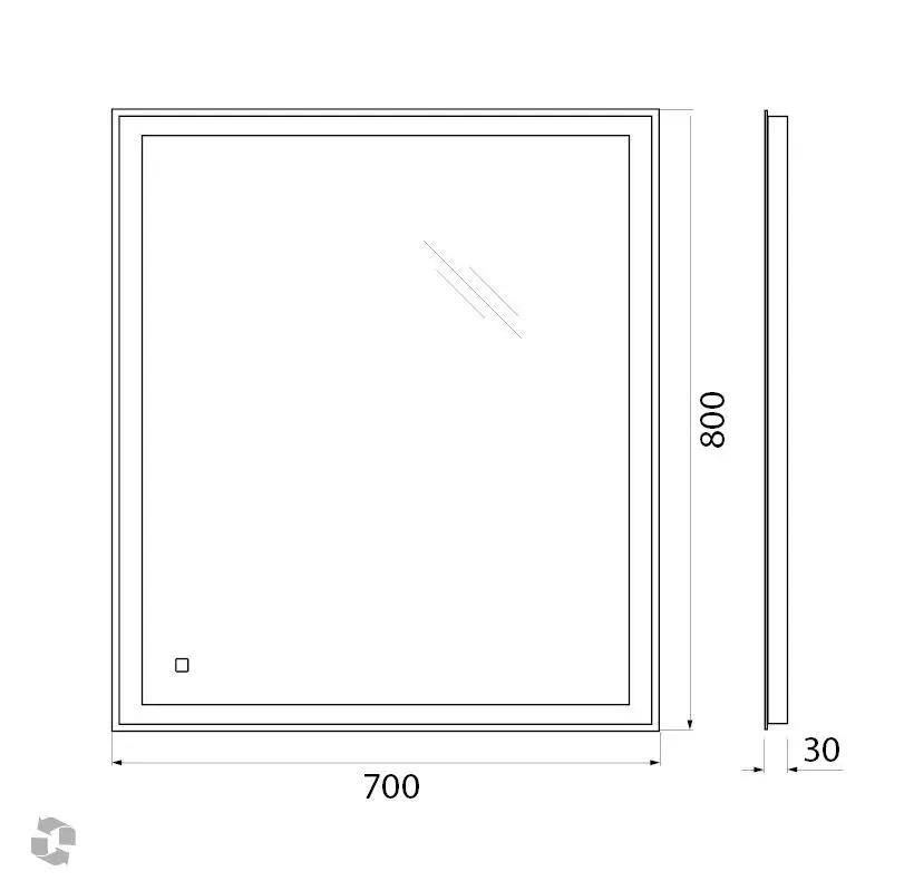 Габаритная схема Зеркало BelBagno SPC-GRT-700-800-LED-TCH