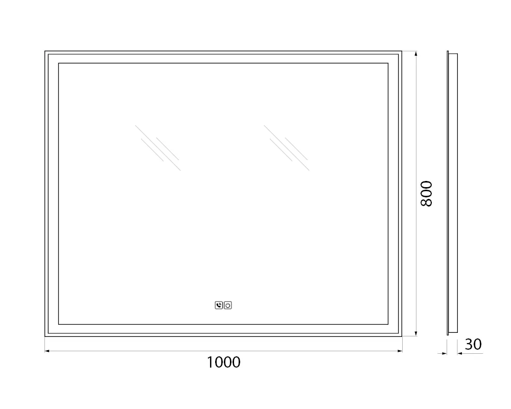 Габаритная схема Зеркало BelBagno SPC-GRT-1000-800-LED-TCH-PHONE