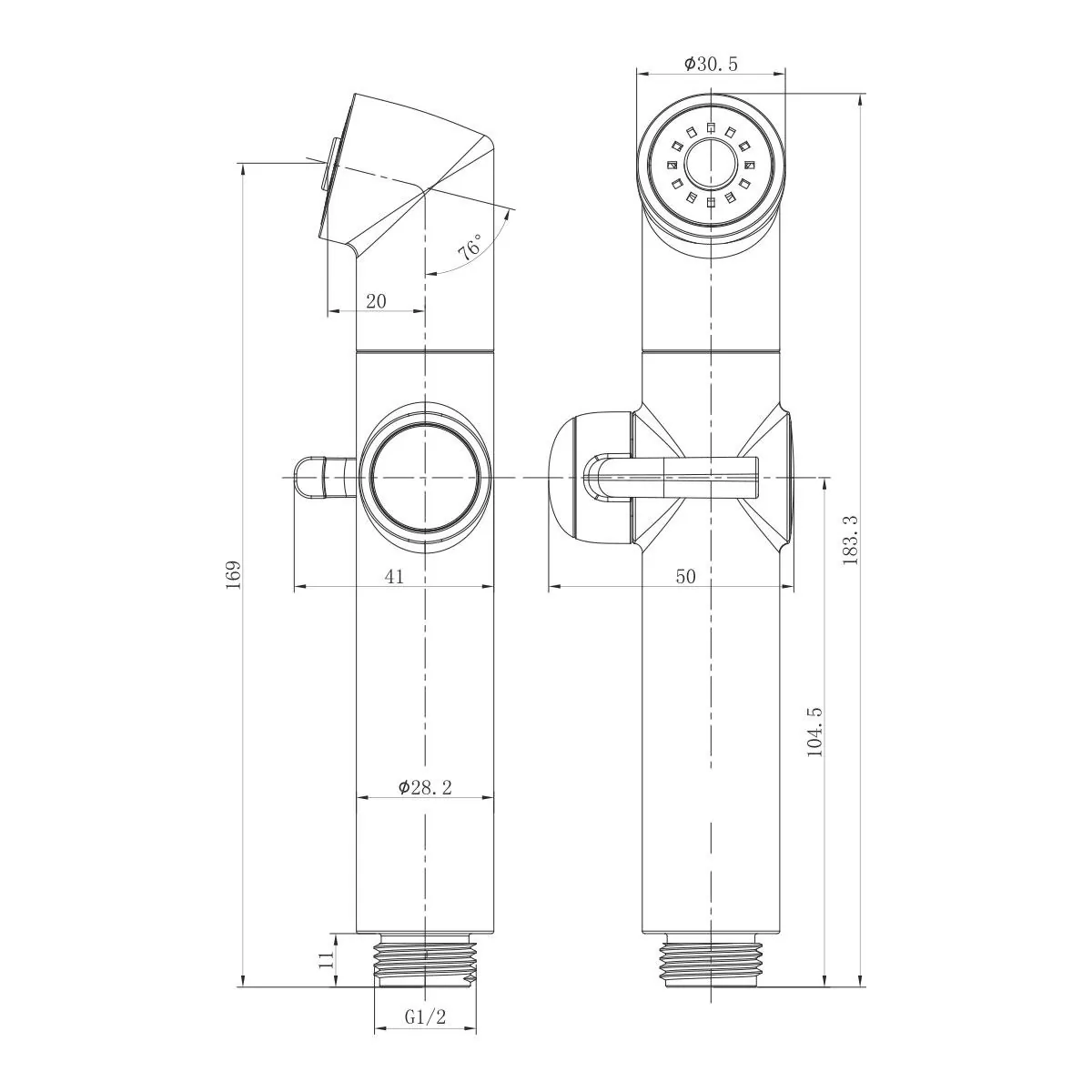Габаритная схема Гигиенический душ Lemark LM8075BL