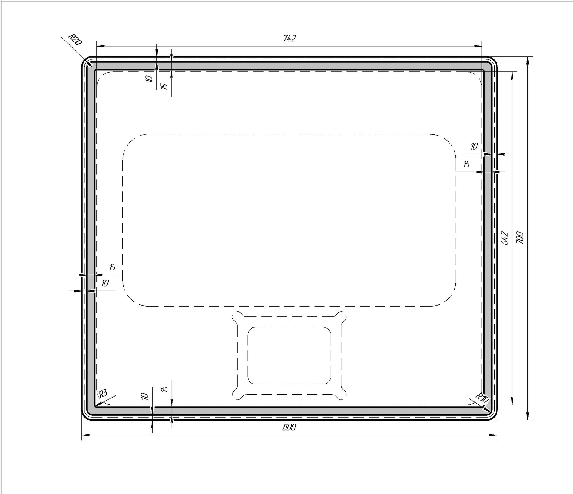 Габаритная схема Зеркало Dreja Tiny 70/80 с подсветкой