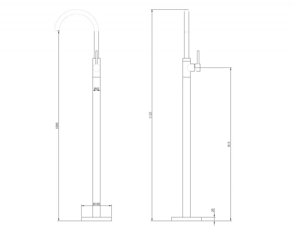 Габаритная схема Смеситель Abber Wasser Kreis AF8141RG для раковины
