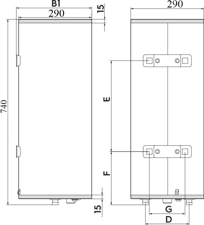 Габаритная схема Водонагреватель Electrolux EWH 30 Fidelity