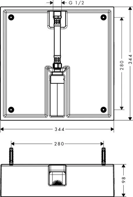 Габаритная схема Скрытая часть Hansgrohe Raindance 26254180