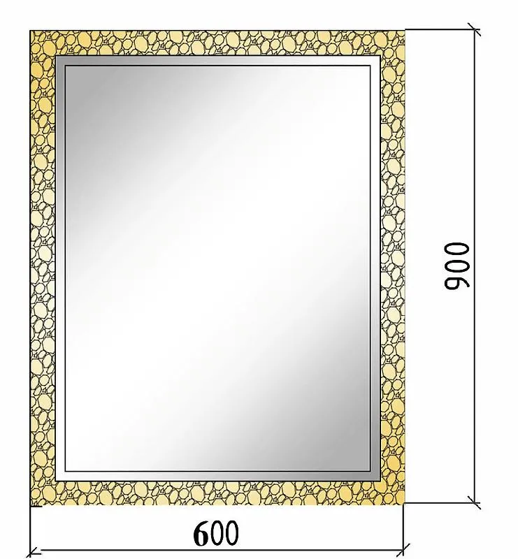 Габаритная схема Зеркало Armadi Art NeoArt Aura 60 золото