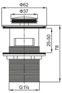 Габаритная схема Донный клапан BelBagno BB-PCU-06-CRM