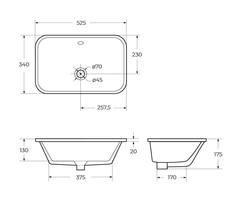 Габаритная схема Раковина BelBagno BB1009