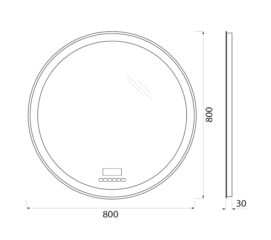 Габаритная схема Зеркало BelBagno SPC-RNG-800-LED-TCH-RAD
