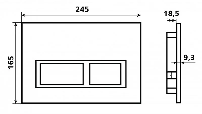 Габаритная схема Кнопка смыва Esbano PRK-12MB