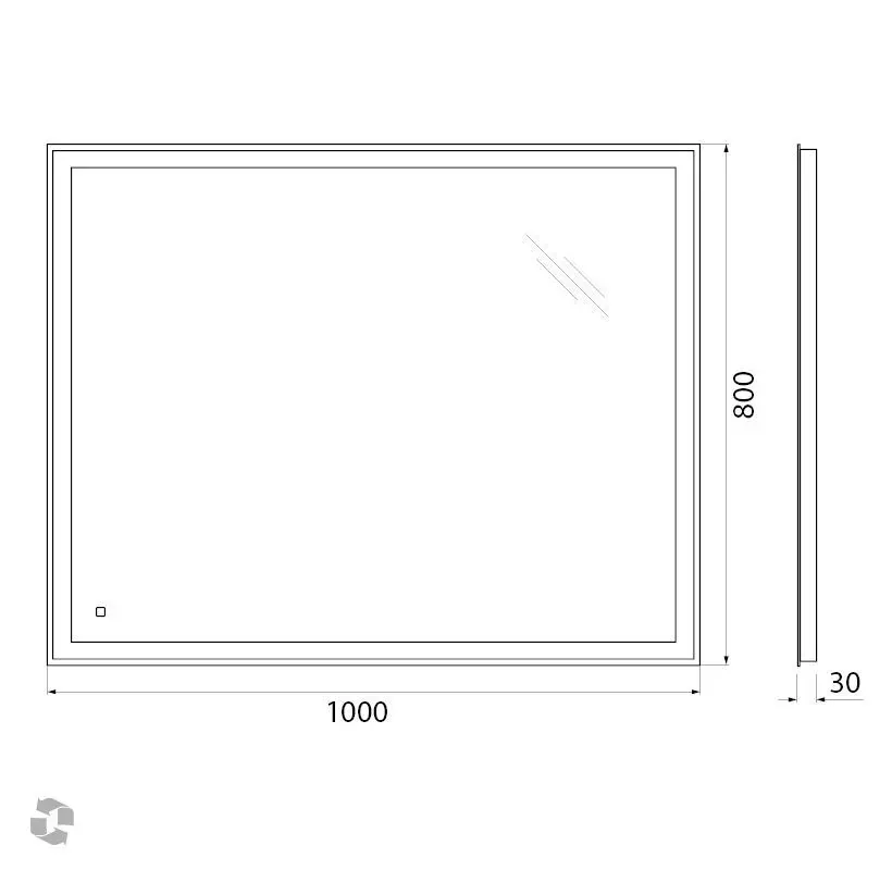 Габаритная схема Зеркало BelBagno SPC-GRT-1000-800-LED-TCH