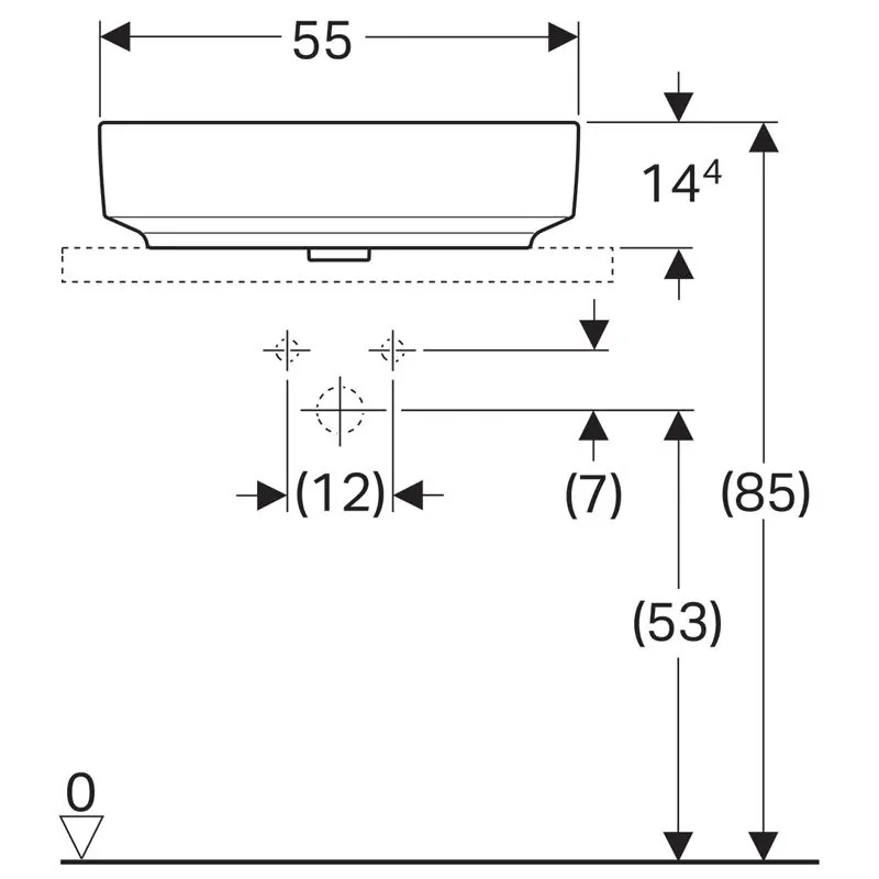 Габаритная схема Раковина Geberit VariForm 500.771.01.2 55 см