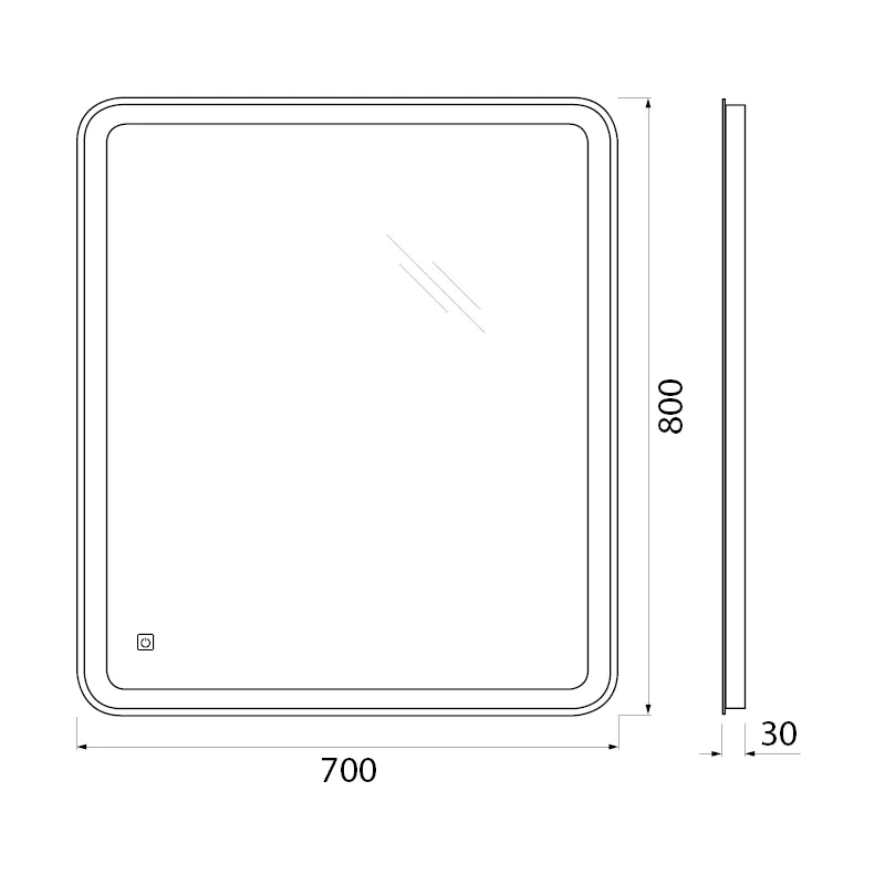Габаритная схема Зеркало BelBagno SPC-MAR-700-800-LED-TCH