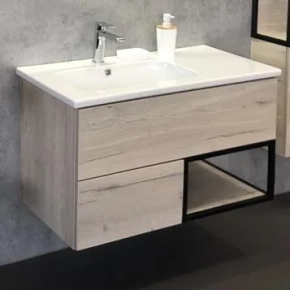 Тумба с раковиной Comforty Мальме 90 дуб дымчатый 