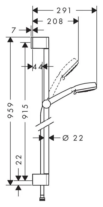 Габаритная схема Душевой гарнитур Hansgrohe Crometta 26656400