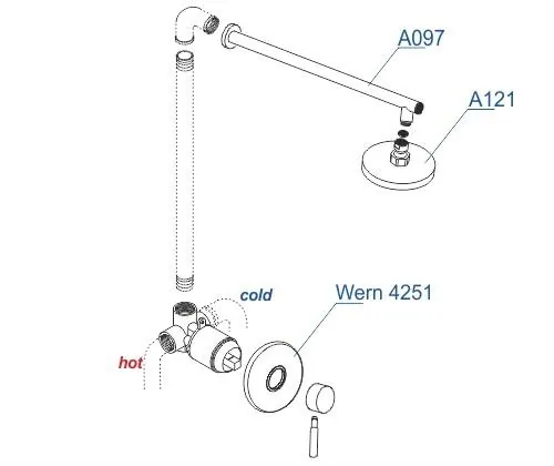 Габаритная схема Душевой комплект Wasserkraft Wern A12497