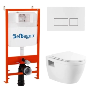 Комплект BelBagno Loto BB070CHR/SC/BB026/BB042BL кнопка смыва белая глянцевая 
