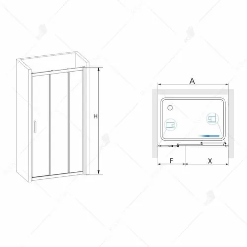 Габаритная схема Душевая дверь в нишу RGW Passage PA-13 140 см