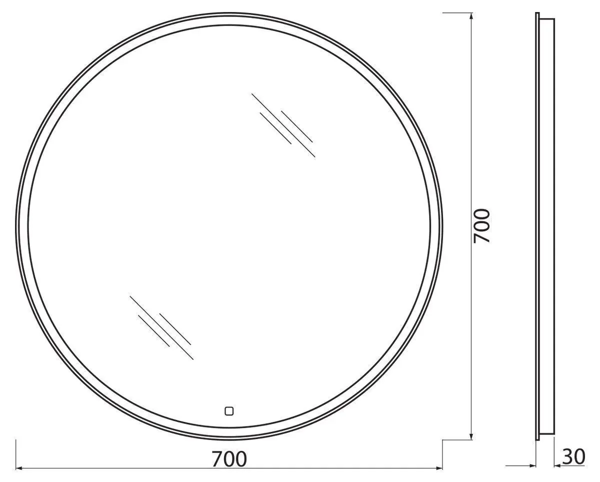 Габаритная схема Зеркало BelBagno SPC-RNG-700-LED-TCH