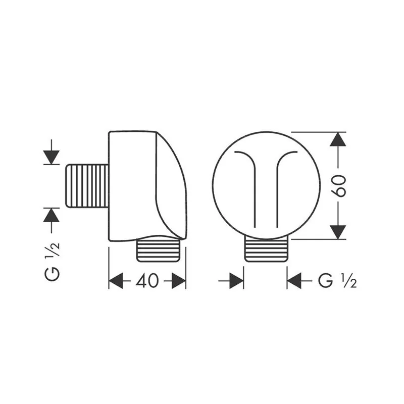 Габаритная схема Шланговое подключение Hansgrohe FixFit 27454140