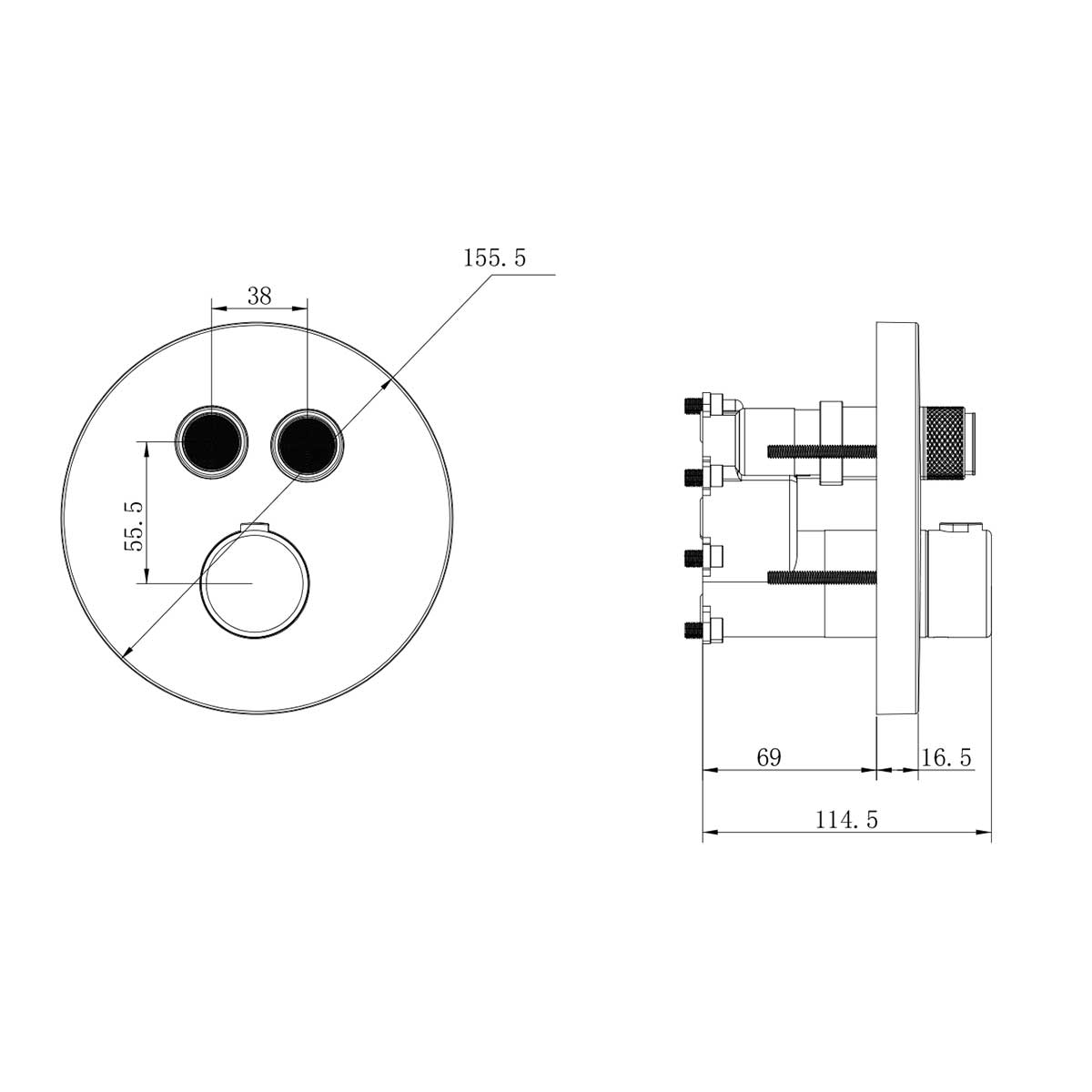 Габаритная схема Душевой комплект Vincea Инспаер (Inspire) VSFW-3I22MT2GM