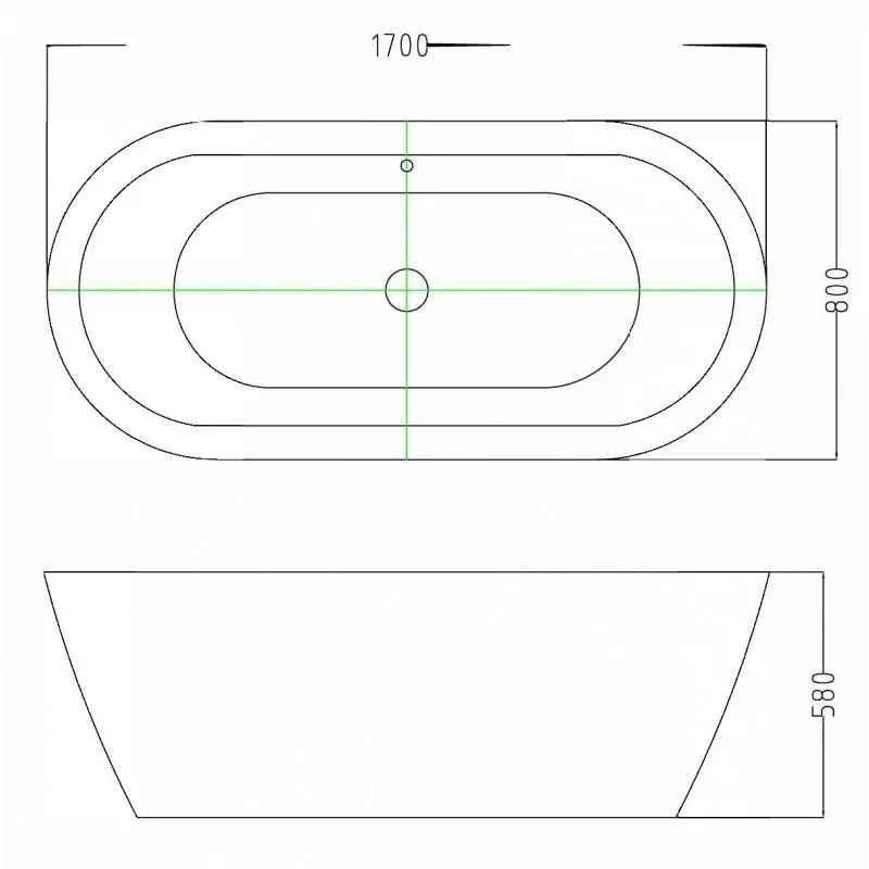 Габаритная схема Акриловая ванна Esbano Tokyo ESVATOKYW 170x80